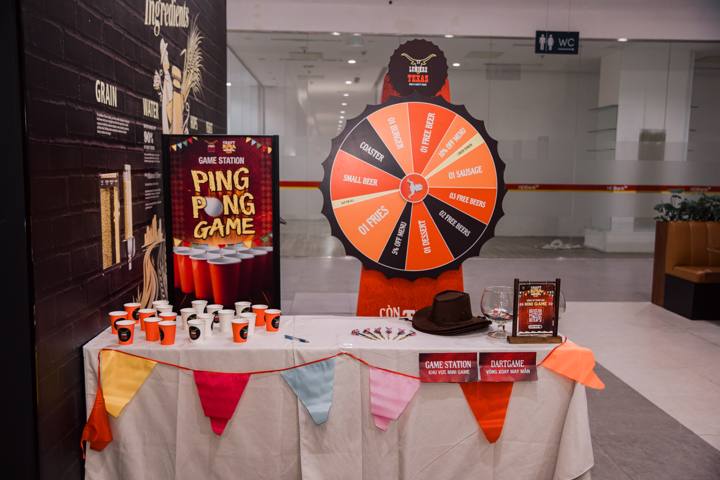 Góc beer pong và vòng quay
